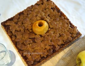 Tarte aux pommes caramélisées, streusel amandes