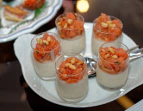 Verrines crèmes de parmesan et tartare de tomates