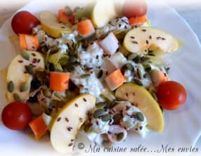 Salade endives tzatziki pommes surimi