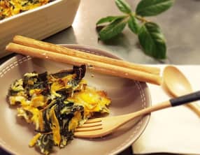 Gratin de blettes et patates douces au lait d'amandes