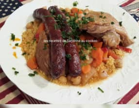 Couscous royal agneau, poulet, merguez, légumes au cookeo