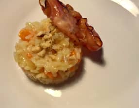 Risotto très crémeux aux patates douces à la pancetta et aux noisettes