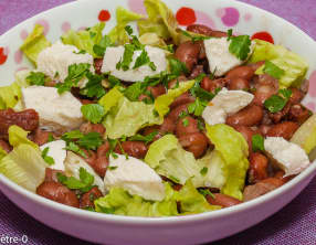 Salade de haricots borlotti à la mozzarella et aux tomates confites