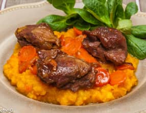 Joues de porc, purée de potimarron