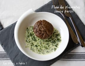 Flan de pleurotes à la crème de persil