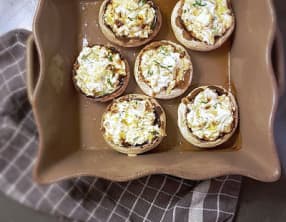 Champignons farcis au chèvre frais et citron confit