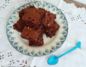 Brownies chocolat, spéculoos, pépites de chocolat blanc et noix