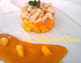 Tartare mangue banane et coulis de mangue