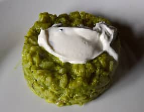 Risotto aux petits pois, menthe et chèvre