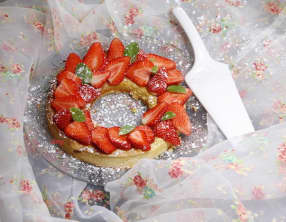 Tarte amandine à la menthe et aux fraises