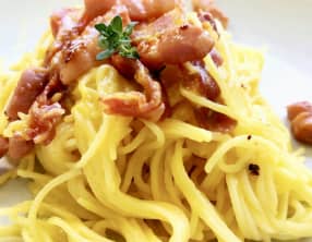 Capellini à la carbonara