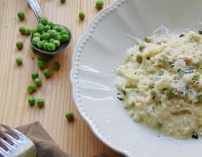 Risotto au poulet et petits pois