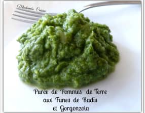 Purée de pommes de terre aux fanes de radis et de betterave au gorgonzola