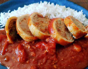 Encornets farcis veau chorizo