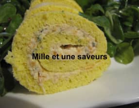 Roulé à la truite fumée et fromage ail et fines herbes