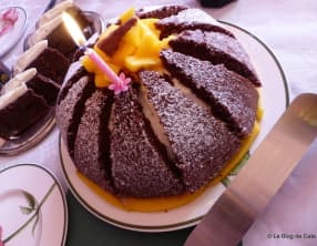 Charlotte "volcan" à la mangue