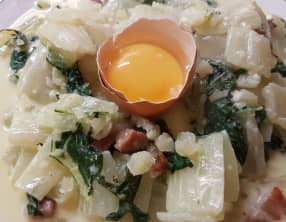 Blettes à la carbonara