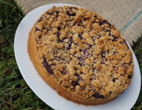 Crumble pie myrtilles, mûres et lavande