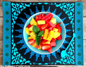 Salade fraises, pastèque, ananas à la menthe