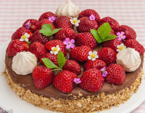 Cheesecake à la mousse au chocolat et aux fraises