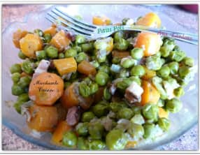 Petits pois-carottes aux lardons fumés