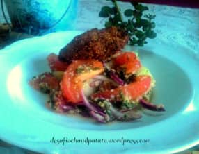 Kibbé mariné au rhum et salade à la sauce menthe-citron