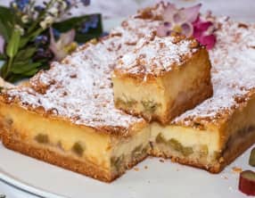 Gâteau crémeux à la rhubarbe
