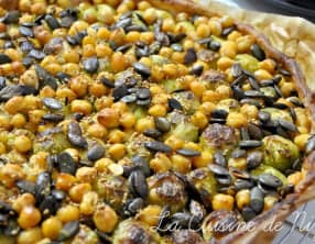 Tarte aux choux de Bruxelles et pois chiches