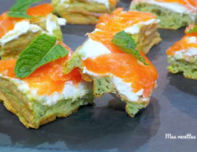 Gaufre de courgette à la truite fumée