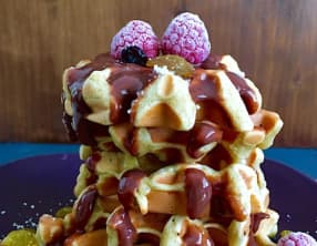 Gaufre au kamut banane et beurre de cacahuète