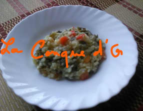 Risotto aux poivrons rouges, courgettes et haricots verts