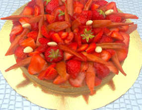 Tarte rhubarbe fraise et amande