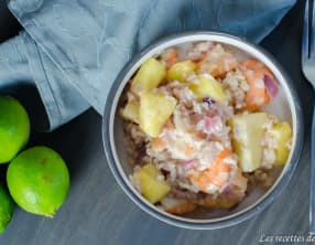 Risotto exotique aux crevettes et à l'ananas