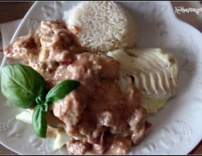 Filets de poisson blanc sauce rhubarbe