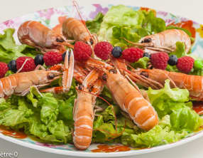 Salade de langoustines aux fruits rouges
