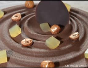 Entremet zen chocolat, gianduja, sésame et yuzu