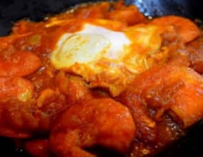 Tajine de crevettes aux oeufs