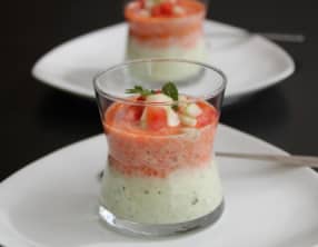Crémeux tomate-mozza et concombre-fromage frais