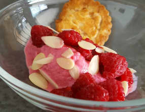Glace yaourt-framboises