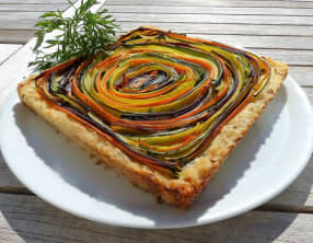 Tarte spirale aux légumes en croûte de riz