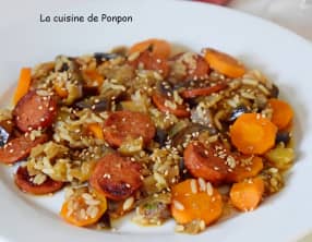 Salade d'aubergines, carottes et chorizo