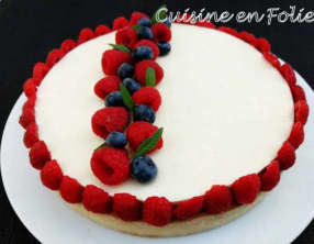 Tarte framboise, panna cotta verveine-citron