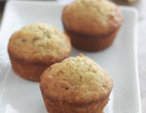 Muffins à la banane et noix, moelleux