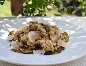 Risotto aux aubergines grillées, parmesan et romarin