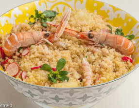 Quinoa aux pêches et langoustines