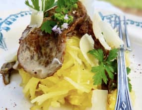 Courge spaghetti aux cèpes