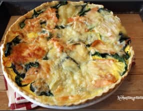 Quiche saumon fumé, épinards et cabécous