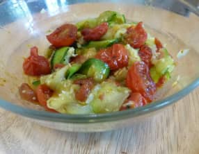Tagliatelles de courgettes aux tomates confites