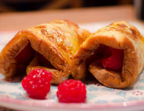 Brioche perdue aux framboises et au miel