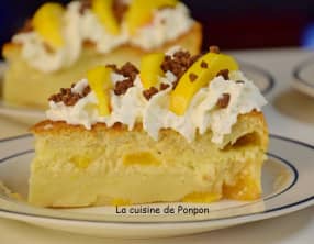 Gâteau magique aux pêches